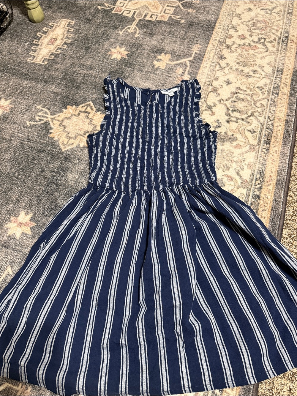 BB Dakota Navy and White Striped Midi Dress